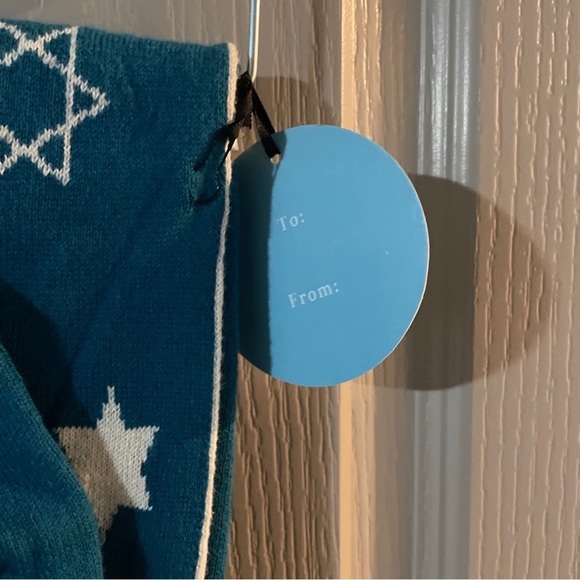 Baby Blanket and Bib Set Hanukkah Blue and Ivory - Picture 4 of 6